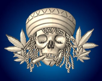 Marijuana Skull 3D CNC Router Files (STL File)