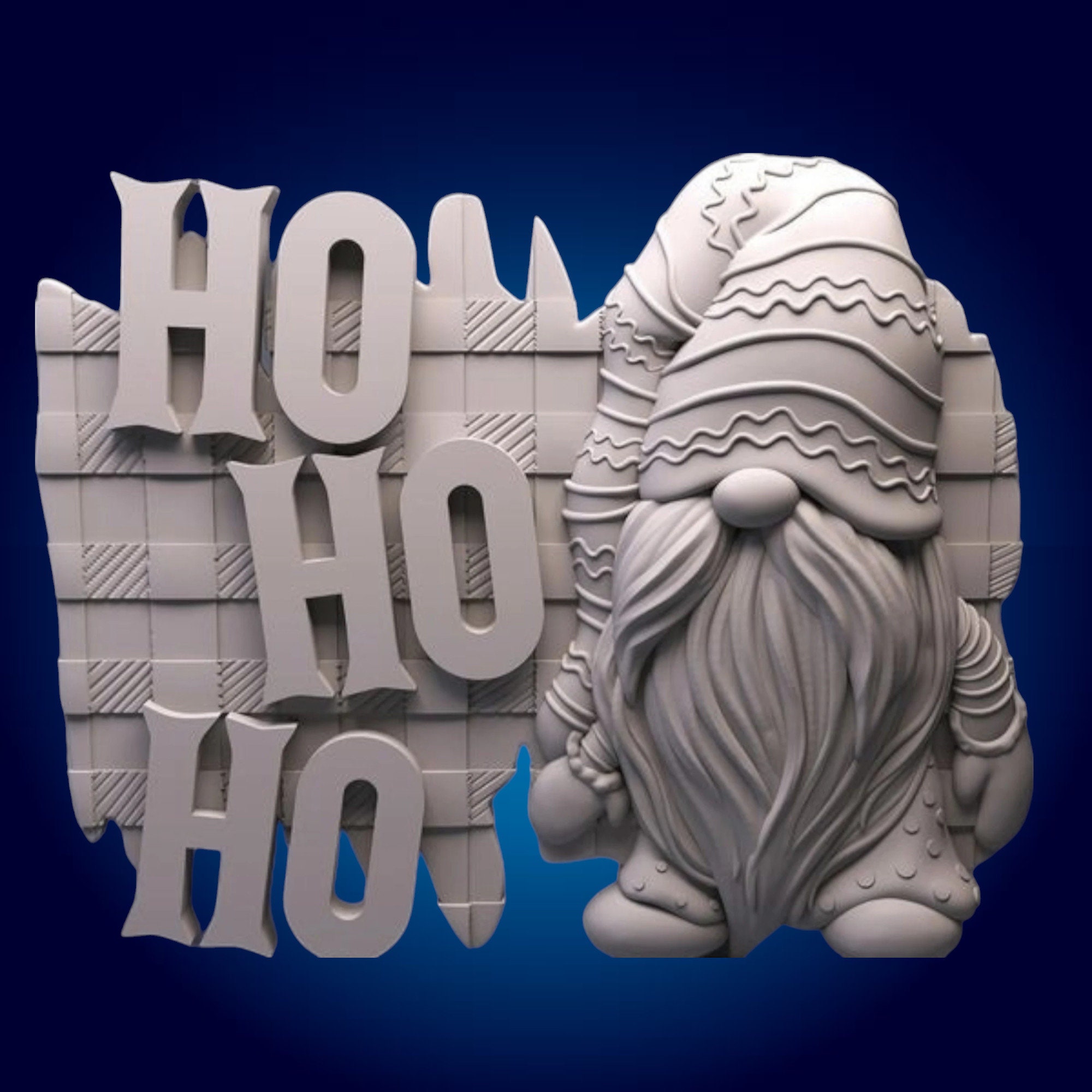 Gnome HoHoHO, Christmas 3D CNC Router Files, 3d stl file, vectric,aspire,easel, cnc cut files, 2.5d files