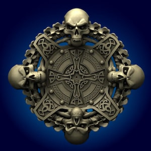 Skull Celtic Cross Wall Clock 3D STL CNC File Bundle