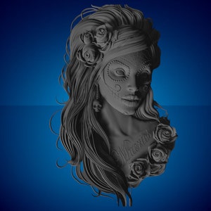 Muertos Girl 3D CNC Fräser Dateien, 3d Stl-Datei, Vectric, Aspire, Staffelei, Cnc-Schnitt-Dateien, 2.5d-Dateien