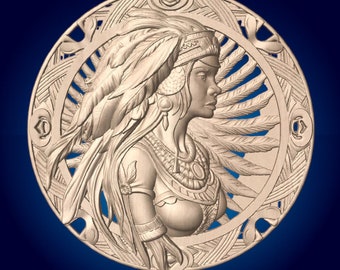 Model 3D STL Native Girl: plik do cięcia frezarką CNC