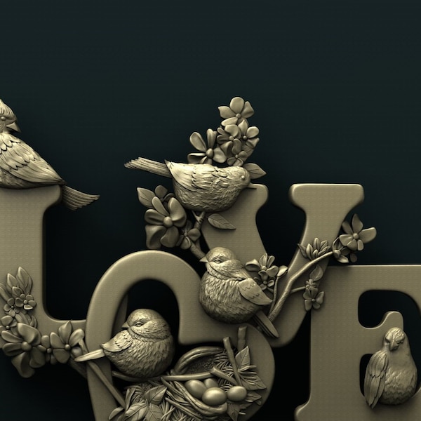 Love birds, 3D CNC Router Files, 3d stl file, vectric,aspire,easel, cnc cut files, 2.5d files