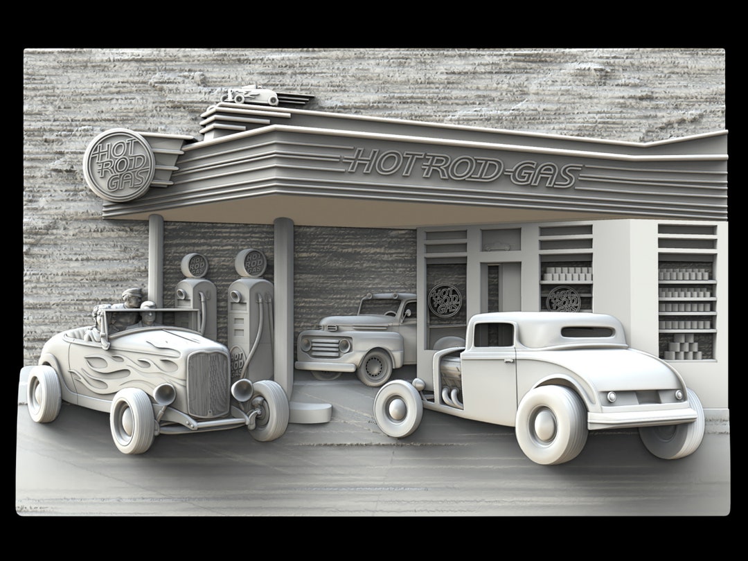 Diner,hot Rods,3d CNC Router Files, 3d Stl File, Vectric,aspire,easel, Cnc Cut Files, 2.5d