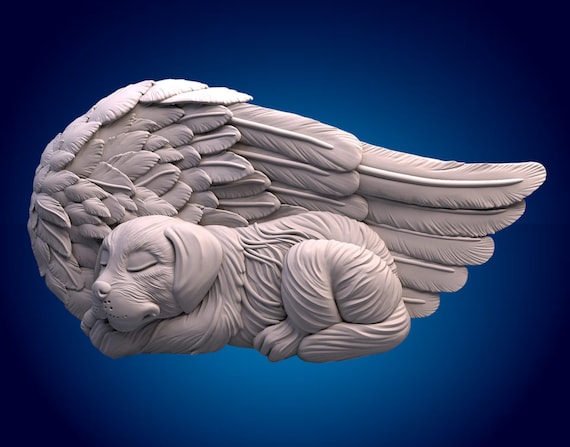 Dog Memorial 3D STL File: CNC Router Angel Pet (Digital File)