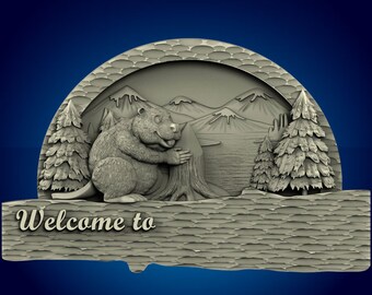 Beaver Welcome Sign: 3D CNC Router File (STL) - Etsy