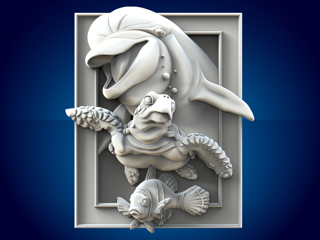 Sea Life Porthole 3D STL Model: Dolphin, Turtle, CNC Router Files - Etsy