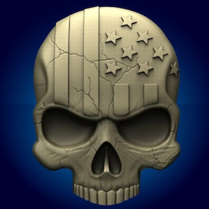 half skull,american flag,3D CNC Router Files, punish, 3d stl file, vectric,aspire,easel, cnc cut files, 2.5d files