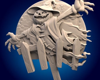 Halloween Scarecrow 3D CNC Router Files, 3d stl file, vectric,aspire,easel, cnc cut files, 2.5d files