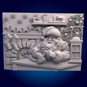 Archivos de enrutador CNC 3D de Papá Noel, archivo STL 3D, Vectric, Aspire, Caballete, archivos de corte CNC, archivos 2.5D
