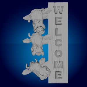 Vacas / Bienvenido / País Archivos de enrutador CNC 3D, archivo stl 3d, vectric, aspire, easel, archivos de corte cnc, archivos 2.5d