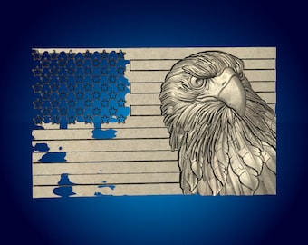 Eagle Flag 3D STL Model: CNC Router Cut File