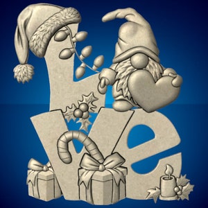 Liebe Weihnachtszwerg, Weihnachten 3D CNC Fräser Dateien, 3d stl datei, vectric,aspire,staffelei, cnc schnitt dateien, 2.5d dateien