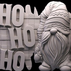 Gnome HoHoHO, Christmas 3D CNC Router Files, 3d stl file, vectric,aspire,easel, cnc cut files, 2.5d files