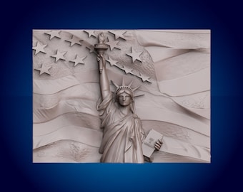 Statue of Liberty & Flag 3D CNC Router Files (STL)