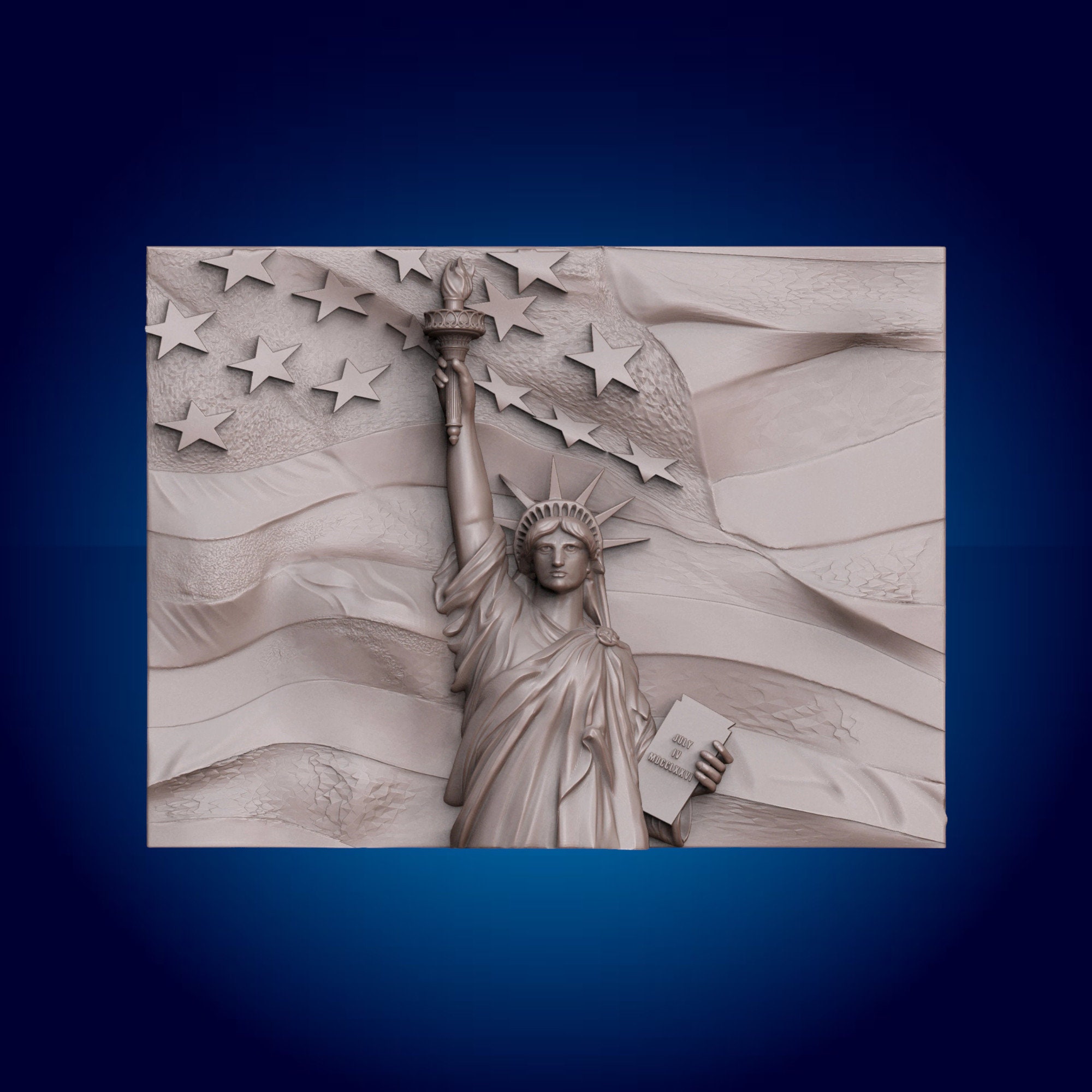 Statue of Liberty & Flag 3D CNC Router Files (STL) - Etsy