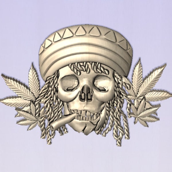 crâne de marijuana, pot, mauvaise herbe, fichiers de routeur CNC 3D, fichier stl 3D, vectric, aspiration, chevalet, fichiers coupés cnc, fichiers 2.5d