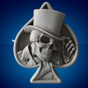 Tête de mort haut de forme, poker, joueur, jeu terminé, fichiers de routeur CNC 3D, fichier stl 3D, vectric, aspiration, chevalet, fichiers découpés cnc, fichiers 2.5d