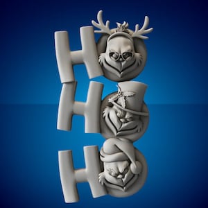 HoHoHO, fichiers de routeur CNC 3D de Noël, fichier stl 3D, vectric, aspire, chevalet, fichiers coupés cnc, fichiers 2.5d