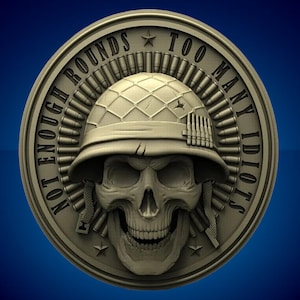 Skull Rounds 3D CNC Router File: Homeland Security Patriot Design (STL)