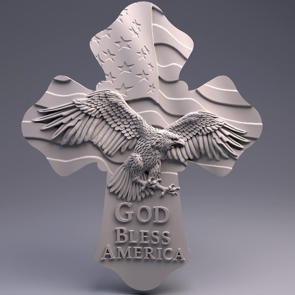 god bless america cross, religion, god, church, flower jesus,3D CNC Router Files, 3d stl file, vectric,aspire,easel, cnc cut files, 2.5d