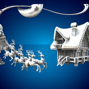 Nikolaus mit Schlitten,Weihnachten, 3D CNC Fräser Dateien, 3d stl datei, vectric,aspire,staffelei,cnc schnitt dateien, 2.5d dateien