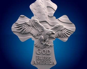 god bless america cross, religion, god, church, flower jesus,3D CNC Router Files, 3d stl file, vectric,aspire,easel, cnc cut files, 2.5d
