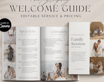 Family Photography Welcome Guide | Photographer Pricing Template (Canva Editable)