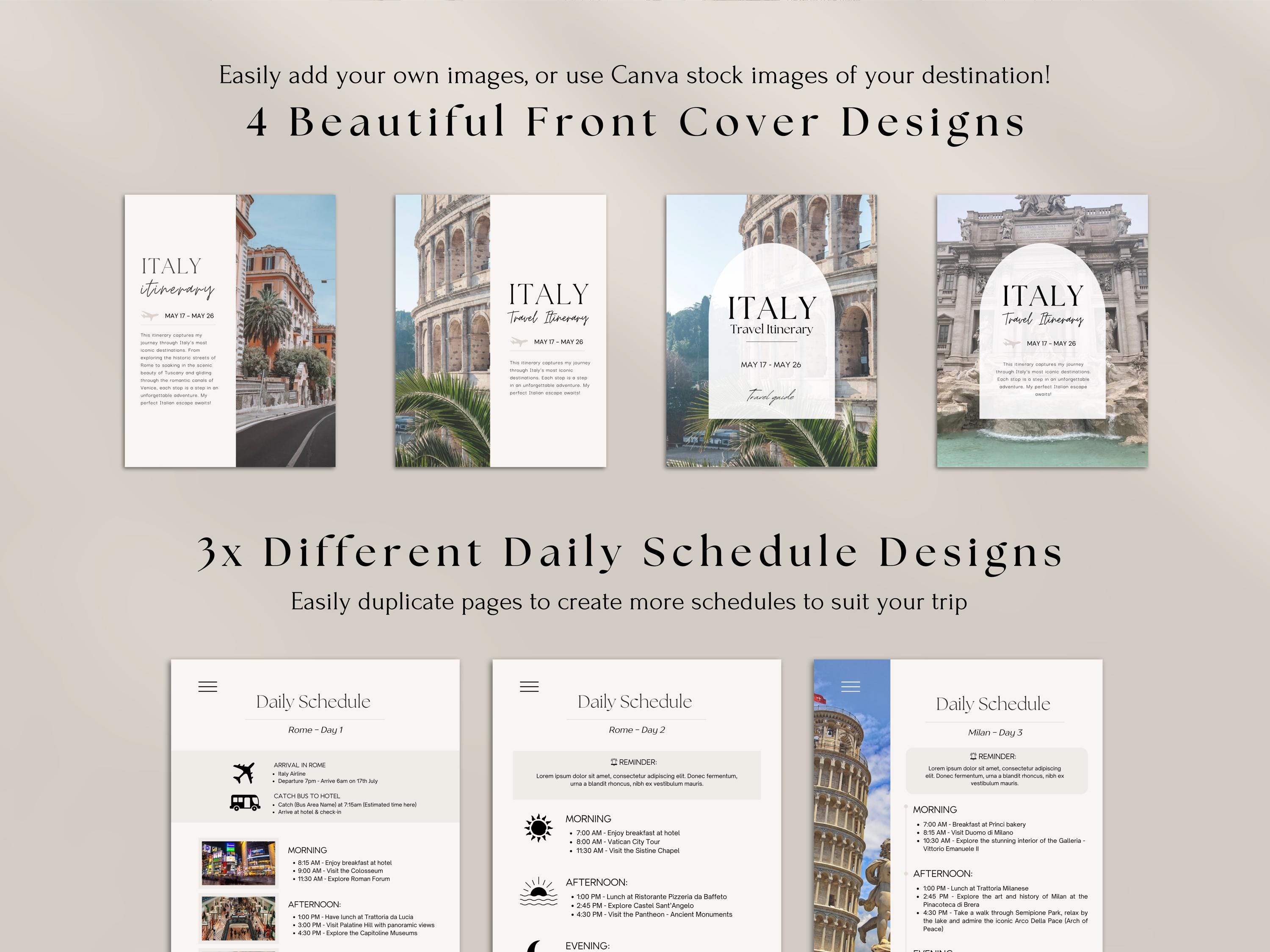Editable Travel Itinerary Canva Template, Trip Planner (digital ...