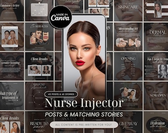 Nurse Injersey Instagram Vorlagen, Medspa Instagram Vorlage, Botox und Filler, Hautpflege Social Media Post, Aesthetic Nurse, Canva Vorlage