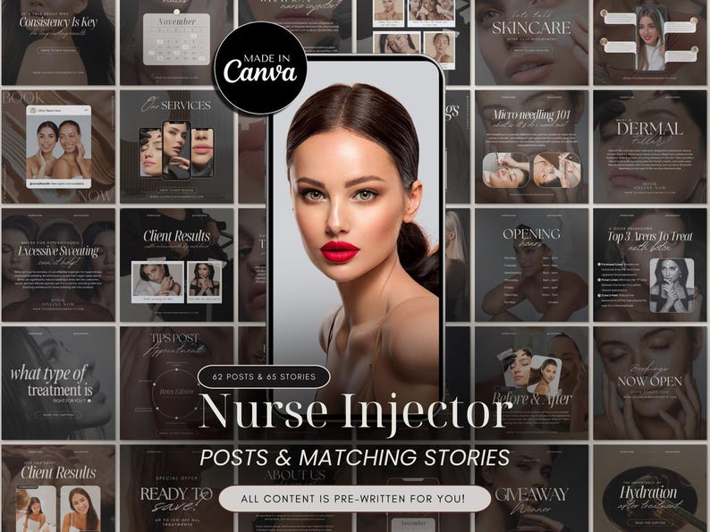 Nurse Injector Instagram Templates, Medspa Social Media (canva Template ...