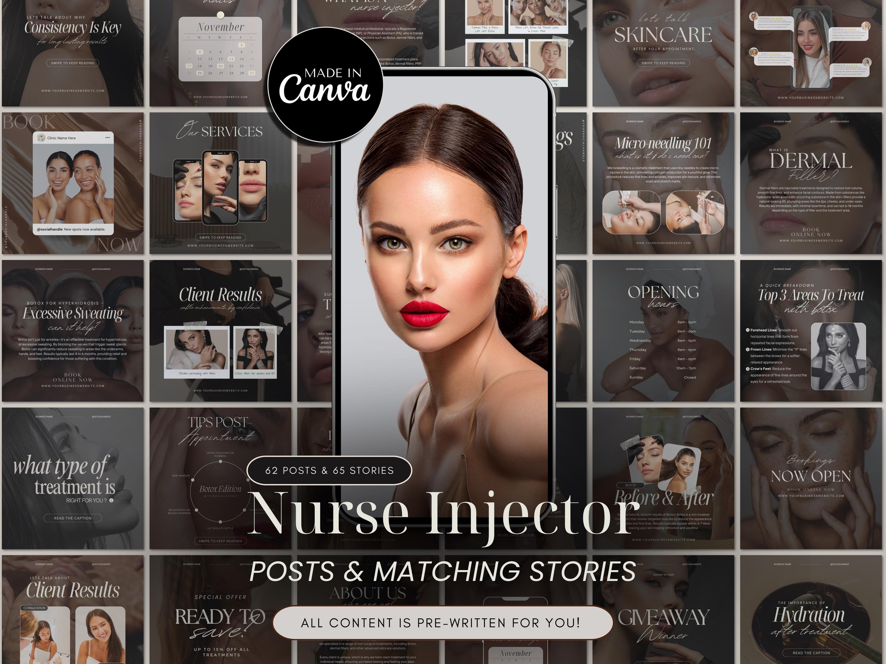 Nurse Injector Instagram Templates, Medspa Social Media (canva Template ...