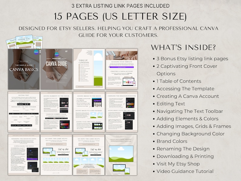 Etsy Seller Templates, Thank you note for digital download, Canva share page, Canva Download Instructions Template, Etsy Digital Product Instructions, page to share links, etsy seller, Canva product instructions, Canva product template