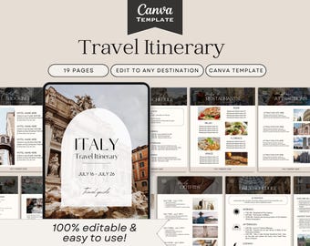 Editable Travel Itinerary Template, Canva Planner (Digital Download)