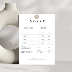Modern Boho Client Invoice, Editable Template, Services Invoice, business invoice, small business invoice, minimal invoice template, Canva template, services invoice, editable invoice, logo invoice