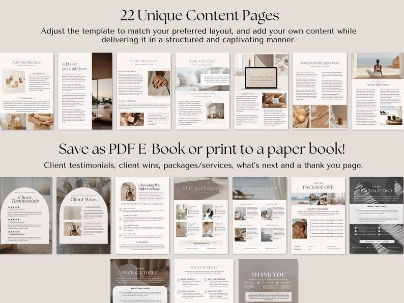 Editable Canva eBook template for small businesses, coaches, digital marketing, course creators, and service providers. 75 fully customizable pages including welcome, about me, content chapters, tips, checklists, offers, testimonials, and more. Clean, professional, and modern design. Ideal for digital products, online programs, marketing, and lead magnets. Easy to edit and brand to your style.