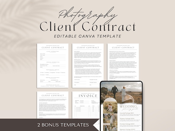 Photography Client Contract Template | Canva Editable (Digital Download)