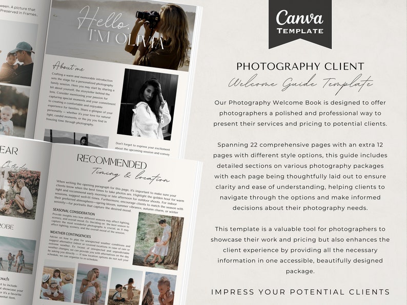 Photography Welcome Guide.pdf Family Photography Welcome Guide | Canva Template (digital Download) - Etsy