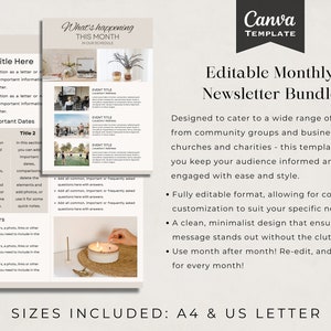Editable monthly newsletter, newsletter template, business newsletter, church newsletter, company newsletter, newsletter bundle,brand newsletter