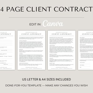 4 page client contract, photography session packages, photographer templates, photographer forms, client forms, price and services guide, photography agreement