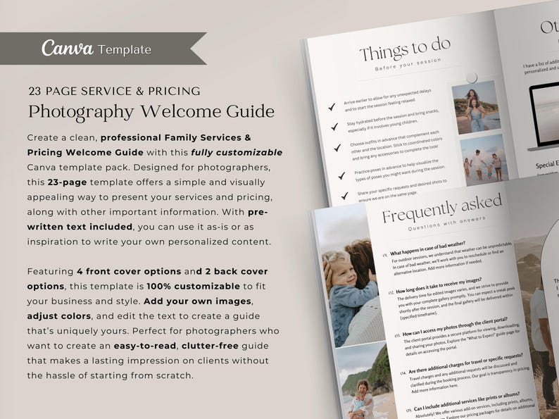 Photography Welcome Guide.pdf Family Photography Welcome Guide | Photographer Pricing Template (canva ...