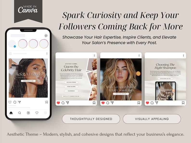 Instagram hair templates, canva template bundle, quotes for instagram, photos for instagram, content for instagram, hair artist instagram posts, aesthetic theme instagram, instagram portrait posts