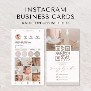 Carte de visite Instagram, modèle de carte de visite modifiable pour les propriétaires d'entreprise, carte de visite Boho Canva, modèle de carte de visite IG Canva