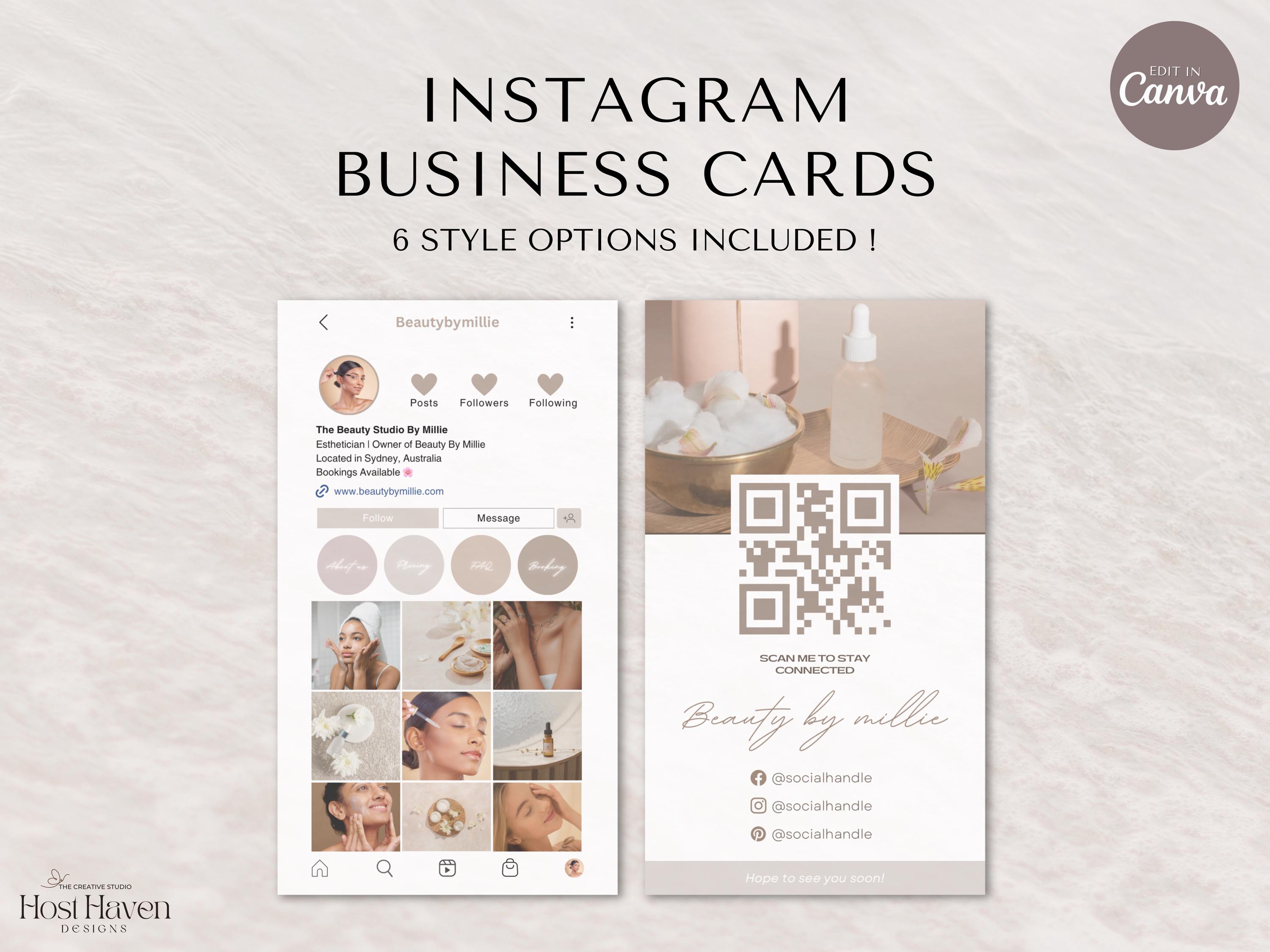 Instagram Business Card, Editable Business Card Template for Business Owners, Boho Canva Business Card, IG Business Card Canva Template