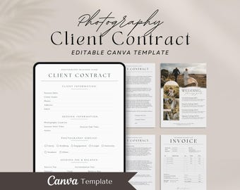 Photography Client Contract Template | Canva Editable Forms (Digital Download)