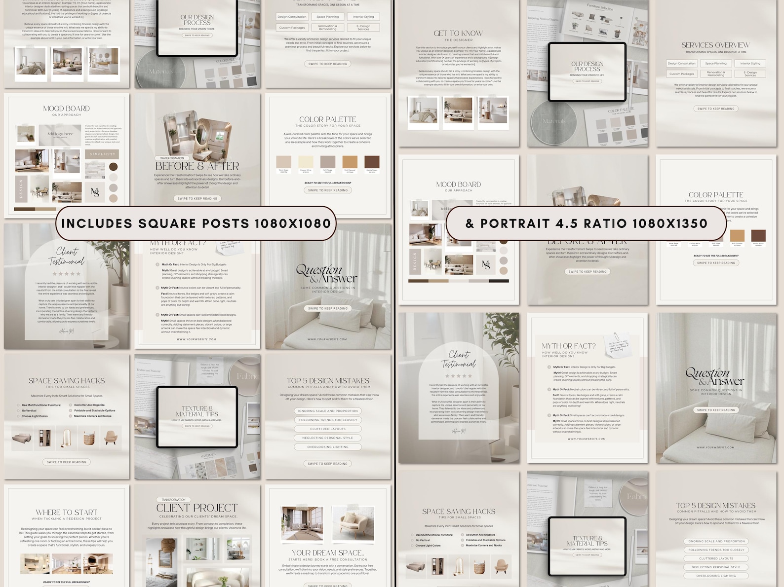 Interior Design Instagram Posts Bundle | Canva Templates - Etsy