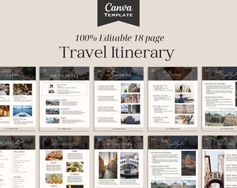 Editable Travel Itinerary Template, Canva Planner (Digital Download)