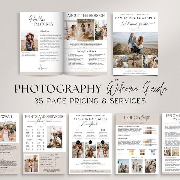 Photography Welcome Guide | Family Photography Style Guide | Photographer Pricing Template | Client guide for photographers | Family Session