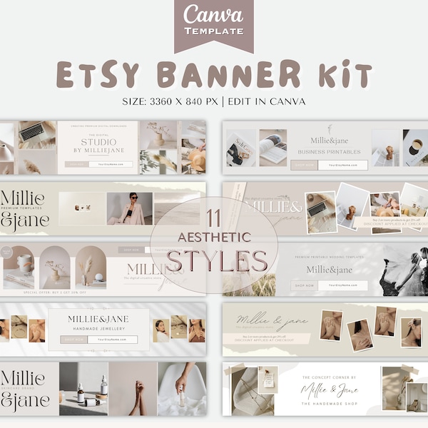 Etsy Banner Template Bundle, Etsy Shop Banners, Etsy Shop Kit, Sell On Etsy, Etsy Banner Mockups, Etsy Shop Bundle, Etsy Branding, Canva