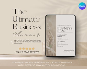 Minimal Business Plan Template | 86-Page Workbook, Canva (Digital Download)