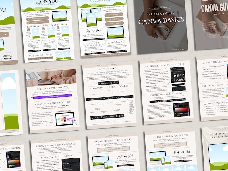Etsy Seller Templates, Thank you note for digital download, Canva share page, Canva Download Instructions Template, Etsy Digital Product Instructions, page to share links, etsy seller, Canva product instructions, Canva product template